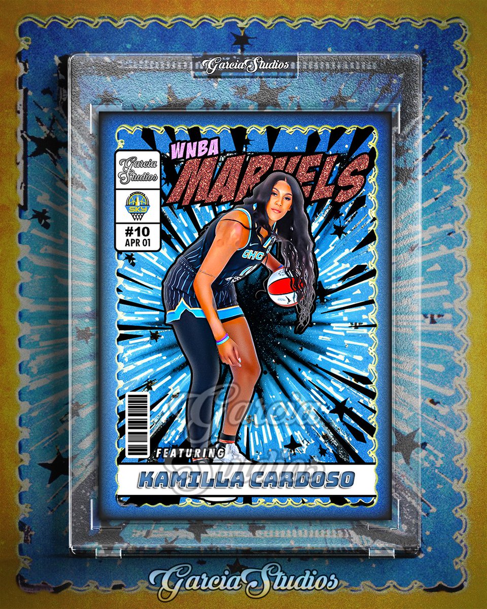 Kamilla Cardoso - WNBA MARVELS REMIX! FAN ART CARD⁠🤩⁠
⁠
🏀🎨 #GarciaStudios⁠
⁠
👉🏽Ready to get on the court next month!💎⁠ ⁠
⁠
#kamillacardoso #chicagosky #chibarbie #chicago #southcarolina #wnbaallstar #graphicdesign #sportsedits #basketball #wnba #basketballcards #nba