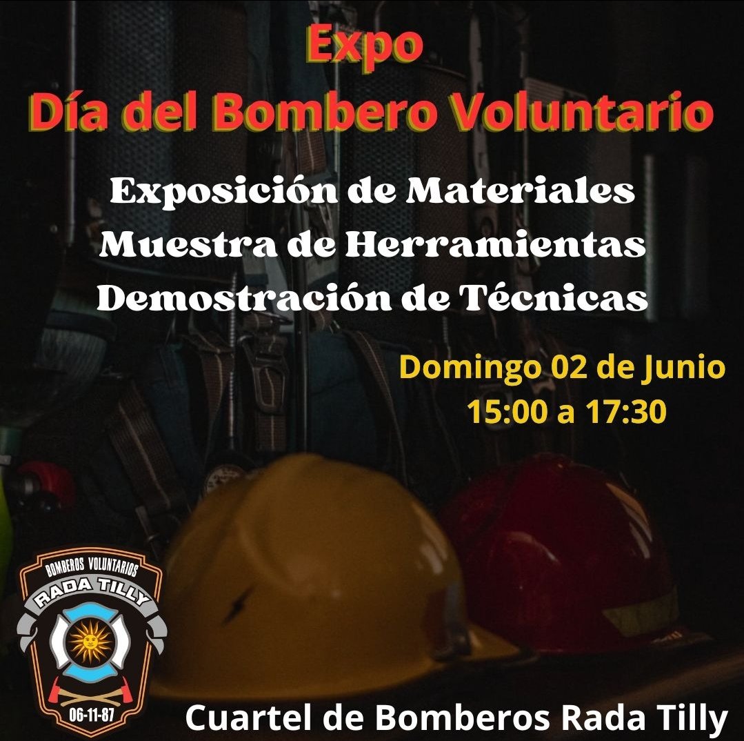 BomberosRTilly's tweet photo. Muestra del día del Bombero Voluntario Argentino.
Este domingo 02 de Junio de 15.00 a 17.30 en las instalaciones de nuestro Cuartel podrán recorrer diferentes postas conociendo parte de nuestro material de incendios, rescates, protección personal y móviles. https://t.co/9WpJnC2So0