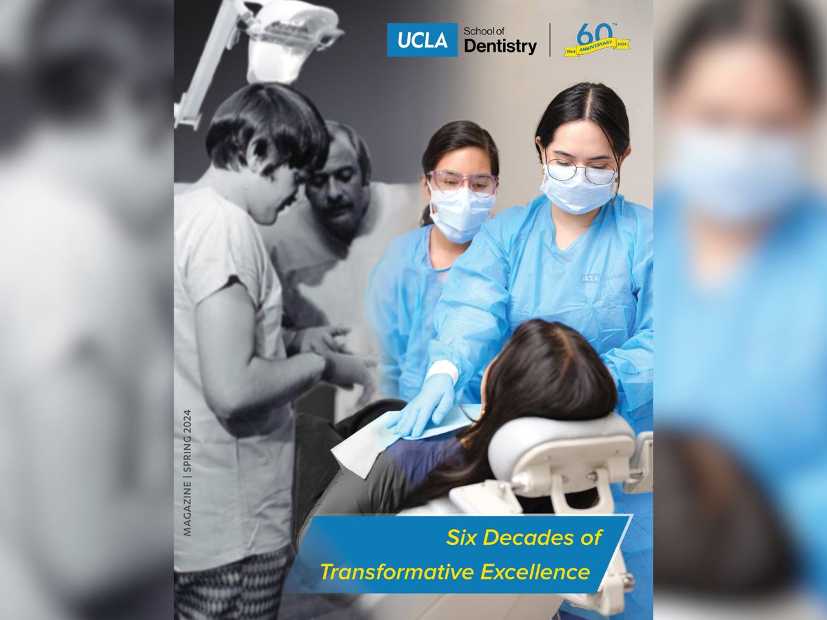 Introducing the School of Dentistry Magazine 2024 edition ➡️ dentistry.ucla.edu/spring24 Arriving in alumni mailboxes soon, the 24-page publication celebrates the pillars of excellence on which the School was founded 60 years ago: Education, patient care, public service & research.