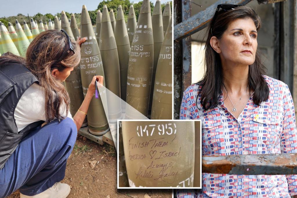 Nikki Haley signs IDF bomb during visit to Israel: ‘Finish them’ trib.al/QibgyIl