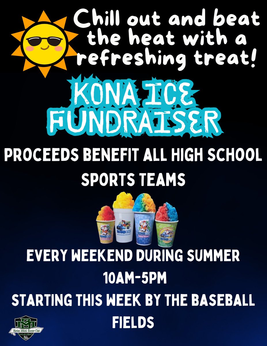 Hey Bulldogs! We are having a Kona Ice fundraiser to support our HS Sports Teams! Beat the Heat and grab a sno cone by the HS baseball field. ☀️🍧
#mabc #bulldogpride