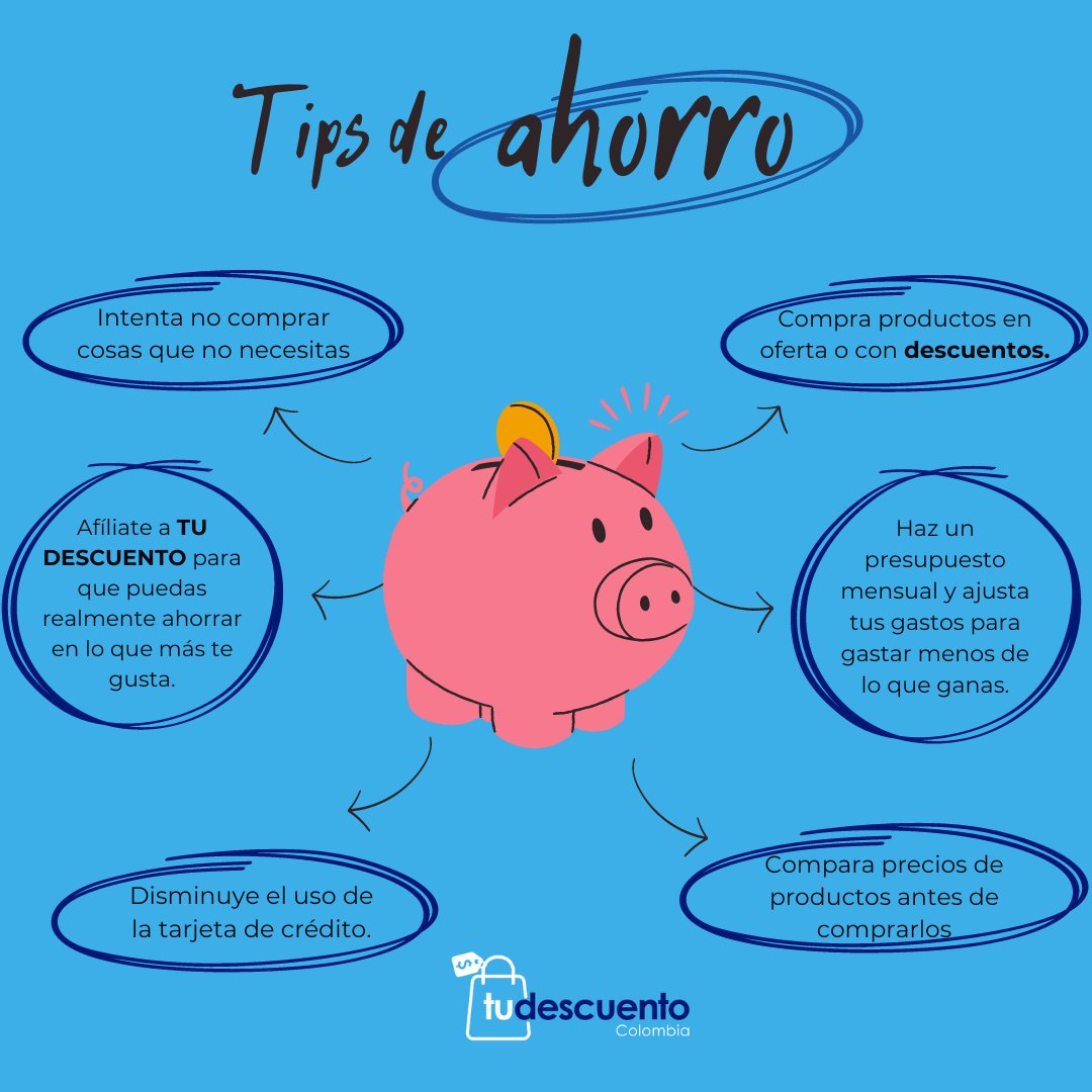 tudescuentoco's tweet photo. ¡Descubre 6 formas infalibles de ahorrar dinero! 💸✨
Aprende tips sencillos para cuidar tu bolsillo en el día a día. ¡Empieza a ahorrar hoy con Tu Descuento Colombia! #AhorroInteligente #TuDescuentoColombia #TipsDeAhorro https://t.co/EEPjVoi9zB