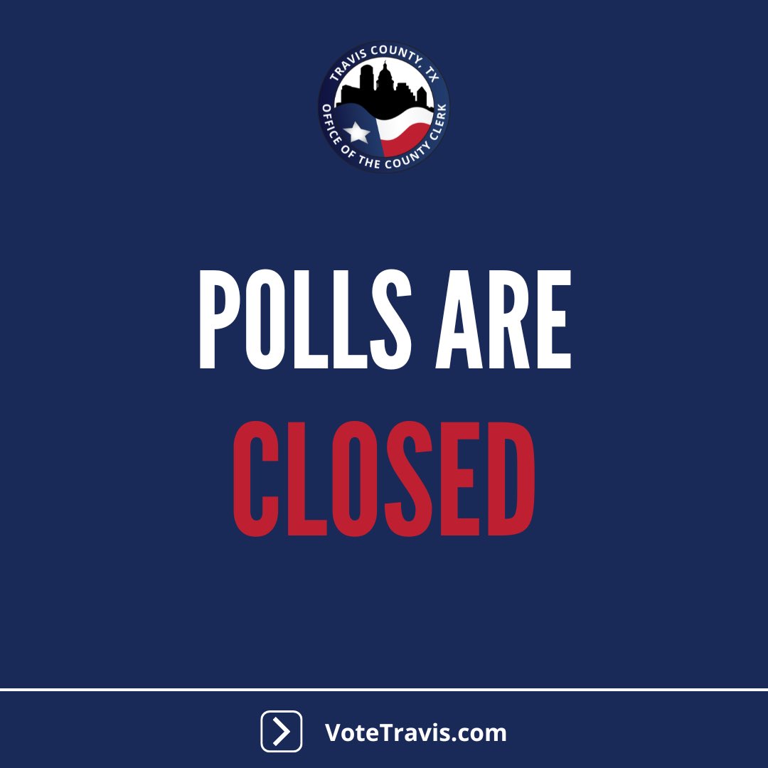 The polls are now closed for voting in the Primary Runoff Election. #traviscounty #electionday