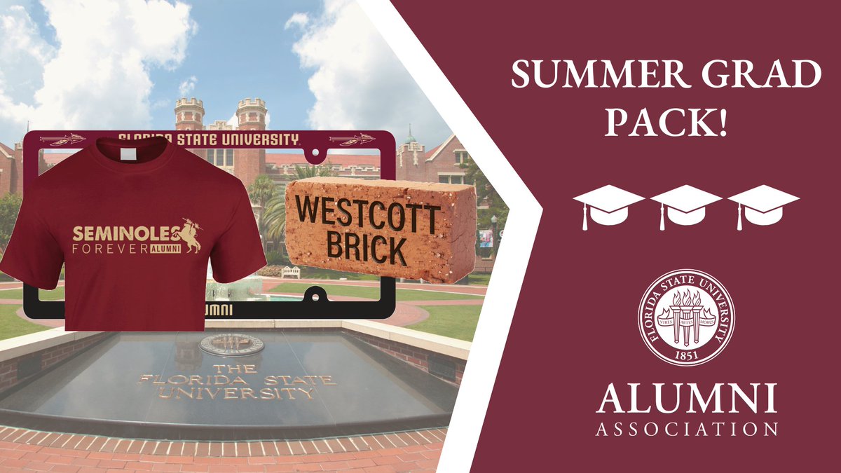 Summer graduation is around the corner, Noles! Celebrate your achievement with an FSU Grad Pack - new gear and a personalized brick at the iconic Westcott Fountain! 🧱✨ Leave your legacy on campus long after your graduation! 🎓 Learn more and order at: gonol.es/GradPack
