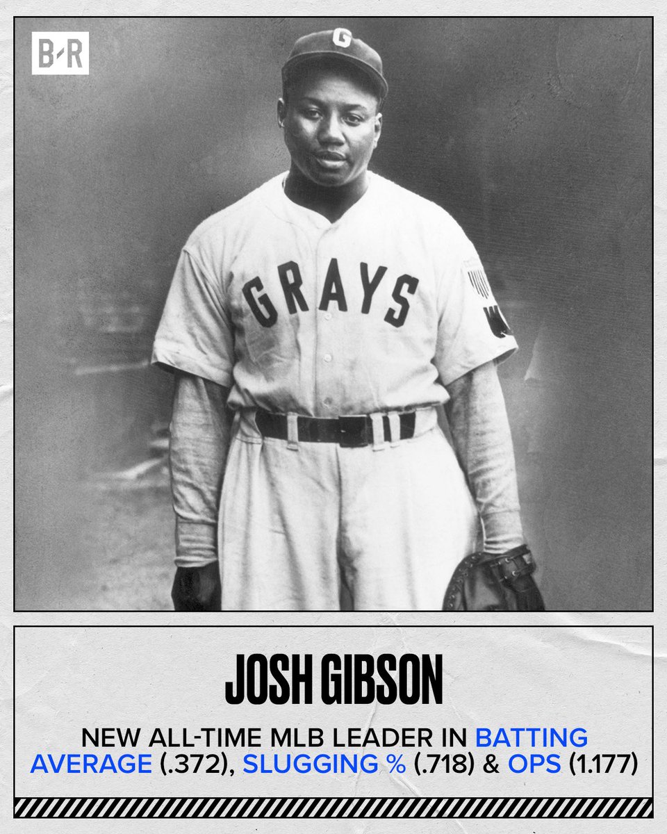 Negro League stats will be integrated into the MLB database beginning tomorrow, per @BNightengale Josh GIbson will now be the leader in three major categories 👏 HUGE day for baseball.