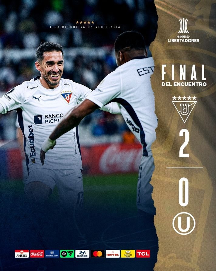 ¡El rey de copas! El equipo albo consiguió la victoria contundente ante el equipo de Fabián Bustos Universitarios de Perú.

Resultado final:
LDU 2 - 0 Universitarios 

⚽ Lisandro Alzugaray 
⚽ Alex Arce 

#Reydecopas #LDU #Fútbol #soccertips