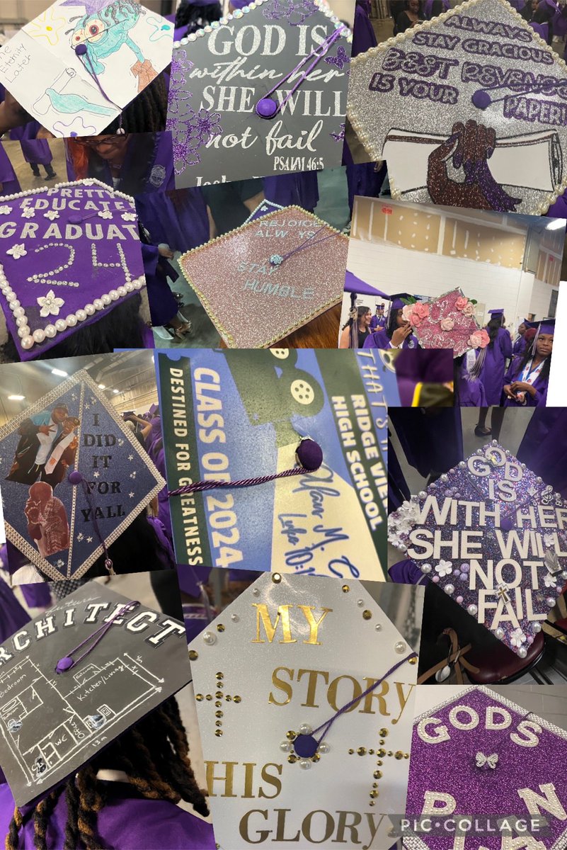 The caps are a story all by themselves 💜💜💜. ⁦@DrBrendaMack⁩ ⁦@RidgeView_StuCo⁩ ⁦@RVHS_Counseling⁩