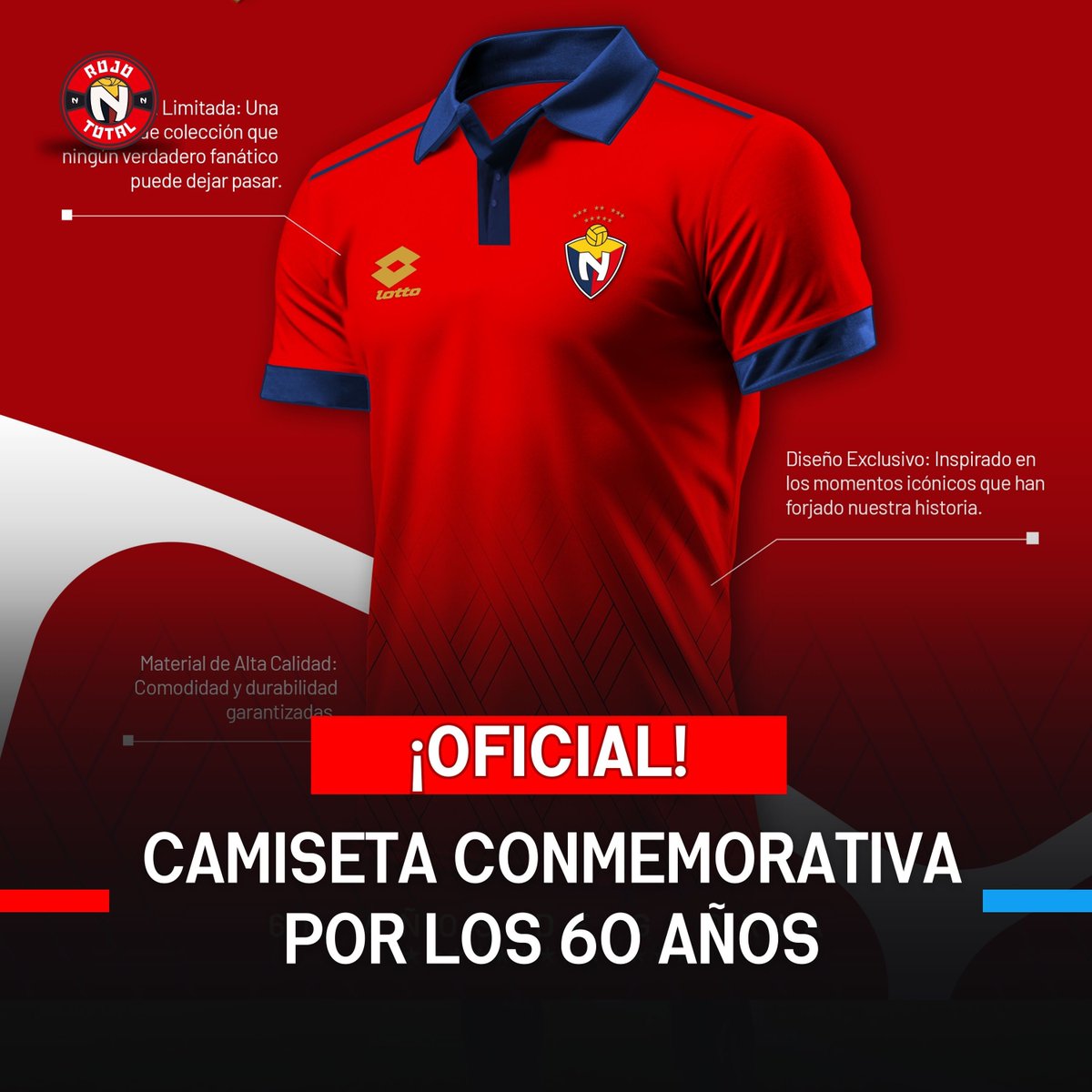 RojoTotall's tweet photo. 🚨𝐎𝐅𝐈𝐂𝐈𝐀𝐋🚨| El Club Deportivo El Nacional ha presentado la camiseta conmemorativa por los #60AñodDeGloria. 

¿Te la vas a comprar? 

#60AñosDeGloria https://t.co/2VSrkX6rHG