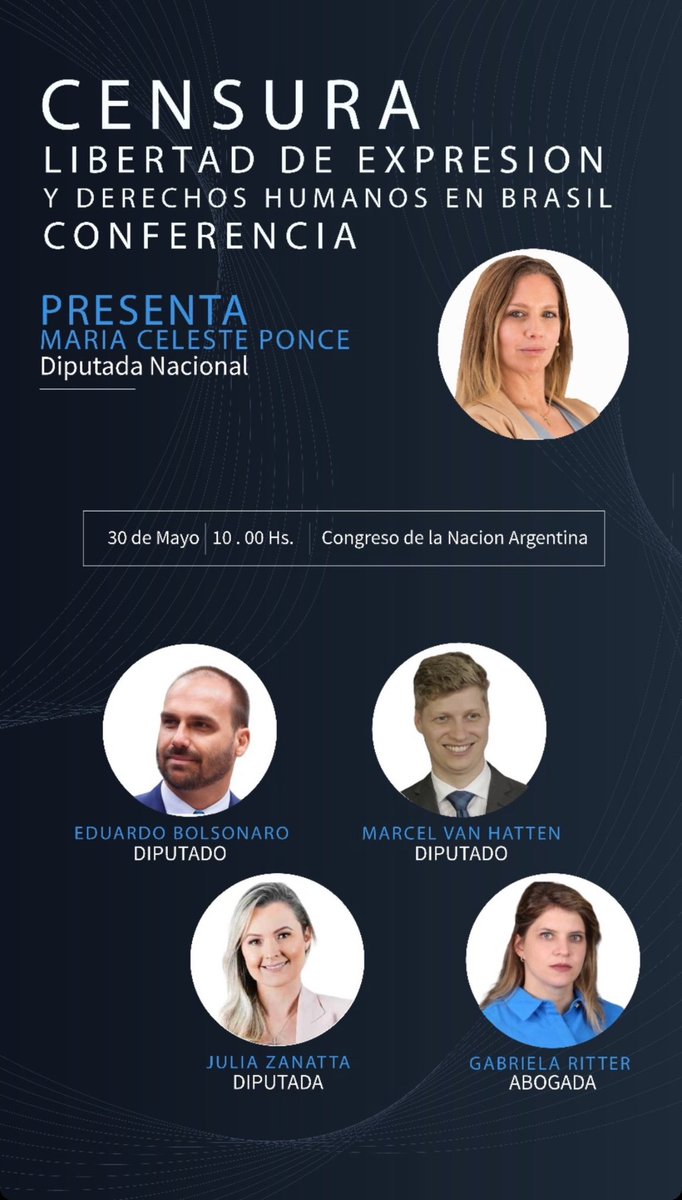 🇦🇷 Neste feriado de quinta-feira estarei no Congresso argentino, a convite da diretora da Comissão Dtos. Humanos a Dep. @mcelestep (LLA), para falar sobre CENSURA E LIBERDADE NO BRASIL.