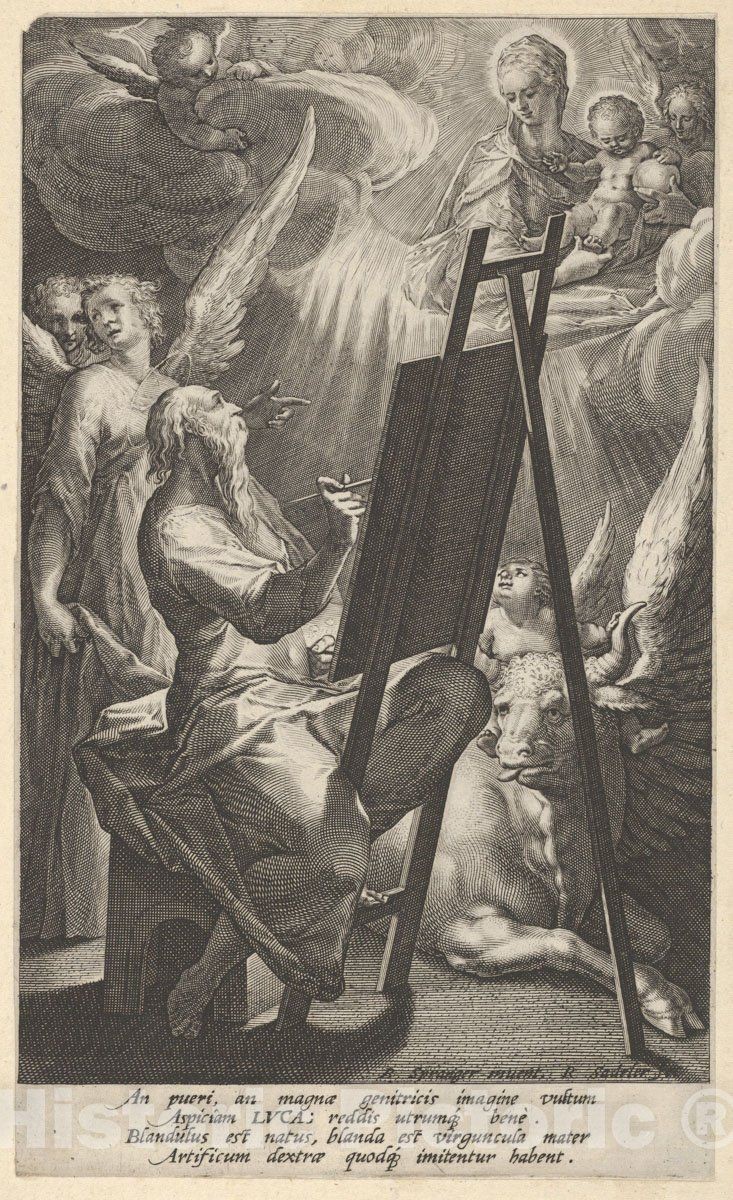 Raphael Sadeler I - Saint Luke Painting The Virgin :