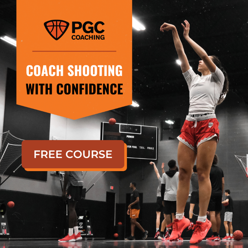 PGCbasketball's tweet photo. There’s a shooting mistake most coaches make when teaching shot development—OVER-COMPLICATION.

But simplification alone won’t yield the results coaches are looking for. 

Here’s a FREE simple &amp; systematic approach to develop confident, high-percentage shooters. 👇