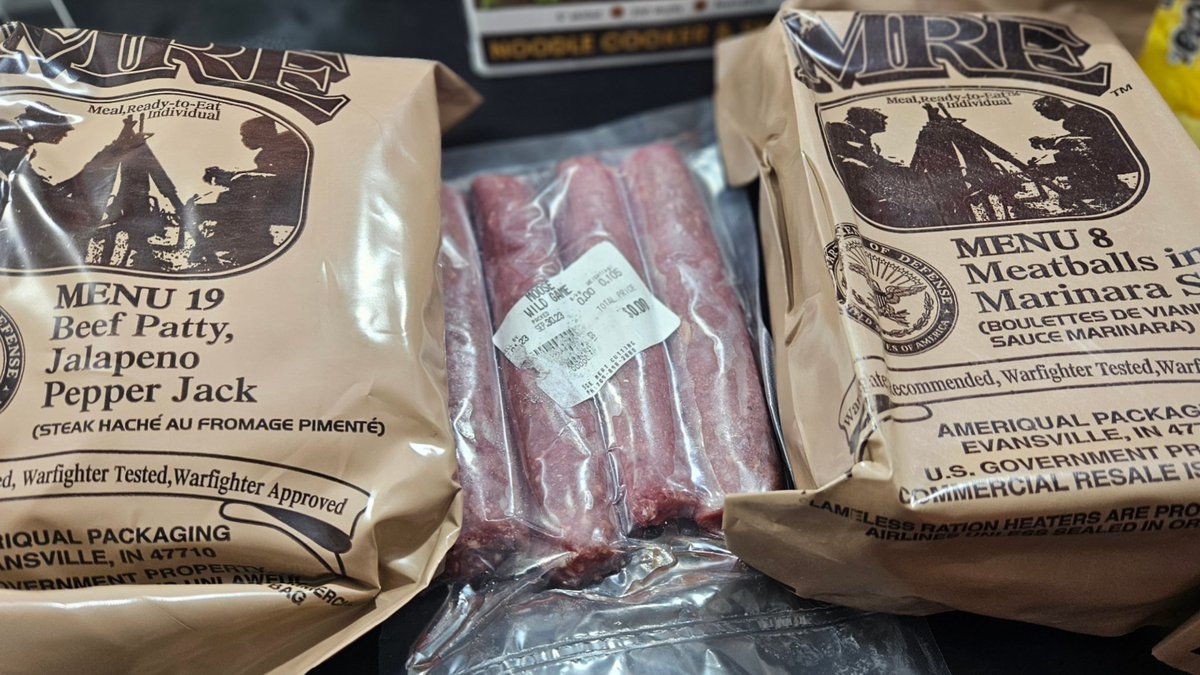 got some moose meat from unclekin and MREs from papakin