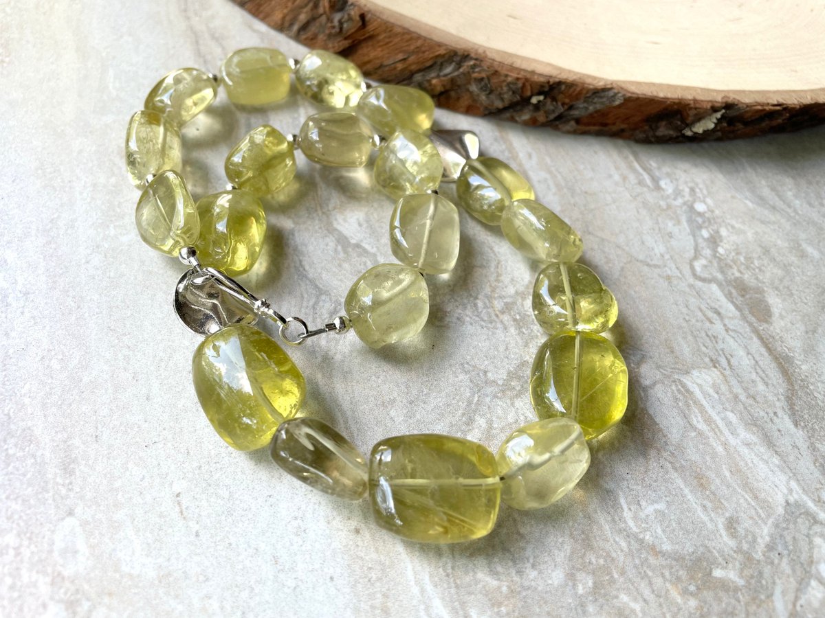 Chunky Lemon Quartz Beaded Necklace Citrus Yellow and Sterling Silver Fashion Necklace tuppu.net/2985a098 #Jewelry trends #JemsbyJBandCompany #Handcrafted