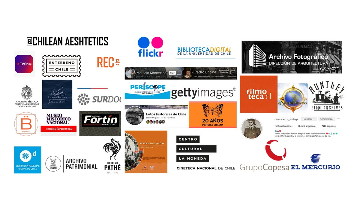 AestheticChile's tweet image. El material fotográfico y audiovisual utilizado por la cuenta @AestheticChile proviene en su mayoría de las siguientes instituciones, personas, y organizaciones
