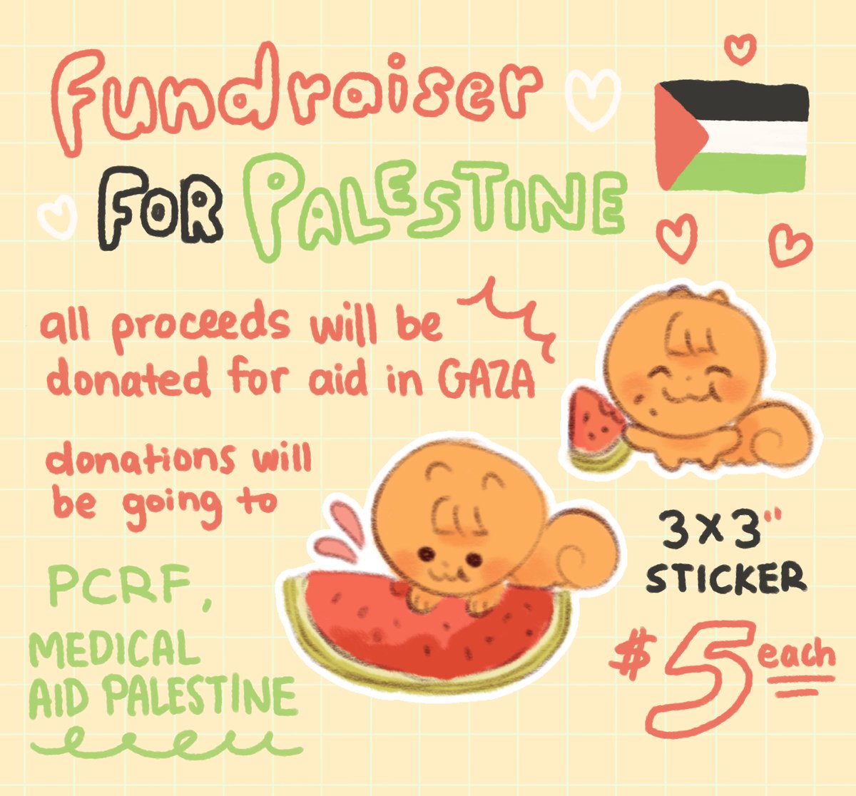 Little stickers for a good cause ❤️ its been really encouraging to see the community do art to help those in need 🍉🇵🇸 up on my Sh🌼p ✨