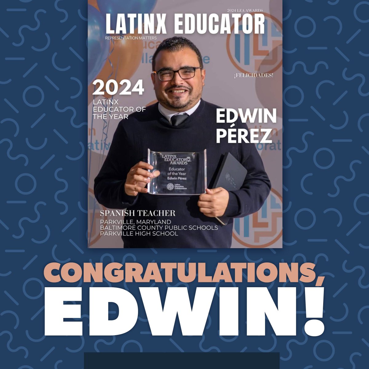 Congratulations Edwin Pérez! This Baltimore County educator is Latinx Education Collaborative 2024 Latinx Teacher of the Year! Learn more about Edwin’s far-reaching work in the late issue of ActionLine: marylandeducators.org/baltimore-coun…