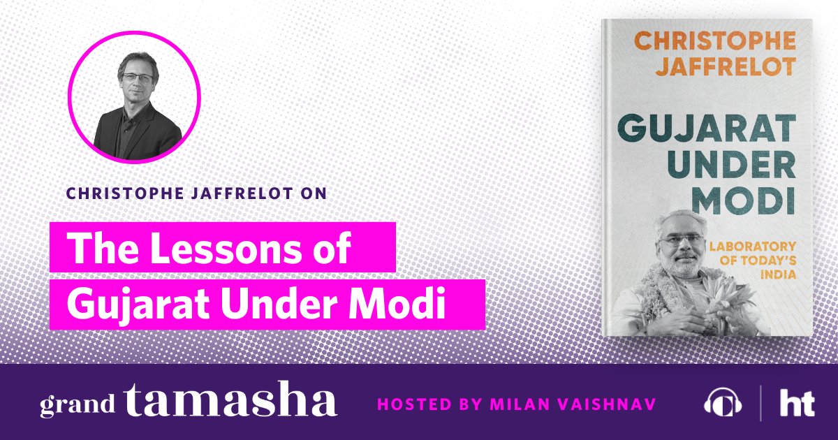 JUST DROPPED!

#GrandTamasha's latest episode features @jaffrelotc, who discusses his new book, Gujarat Under Modi: Laboratory of Today's India, with @MilanV. Jaffrelot shares more about his research & the beginnings of Modi's political career.

LISTEN: bit.ly/4aTwG5X