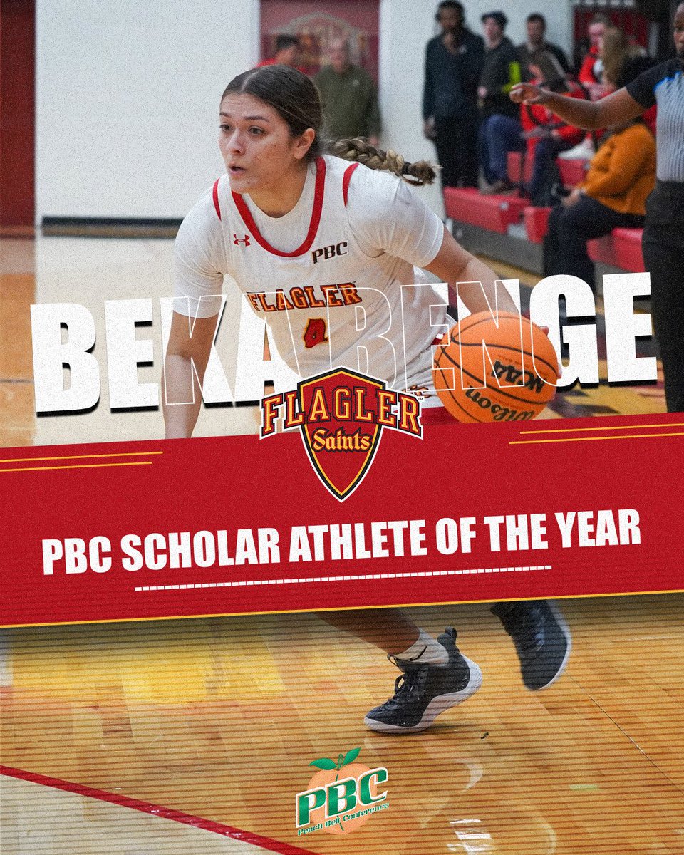 Beka Benge was named the PBC Female Scholar-Athlete of the Year📚🏀 Benge will complete her degree this August in elementary education with a minor in criminology and has a 4.0 grade point average‼️ 📰flaglerathletics.com/news/2024/5/28… #GoSaints