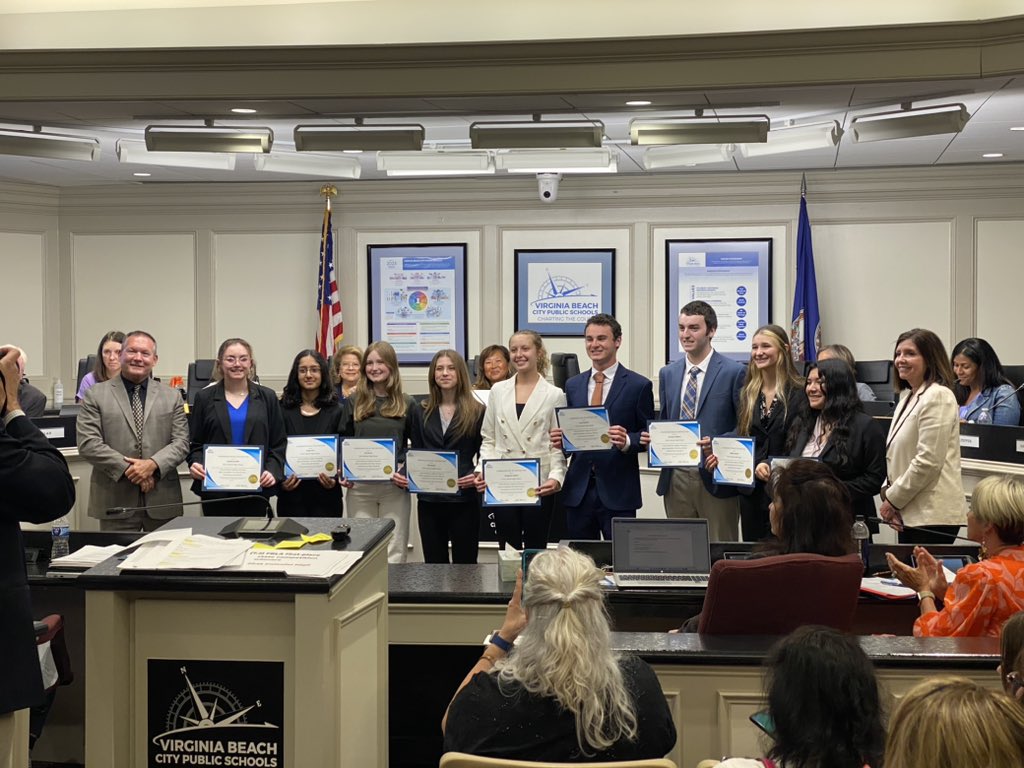 Congratulations to @FirstColonialHS FBLA students for being honored by the school board this evening for their first place finishes at the state competition! #WeRFC #PatriotPride