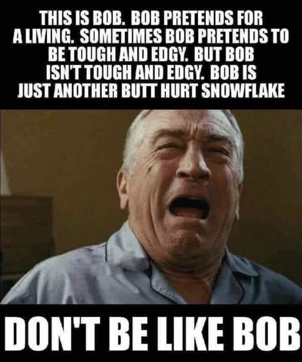 THIS IS BOB. BOB PRETENDS FOR A LIVING. SOMETIMES BOB PRETENDS TO BE TOUGH AND EDGY. BUT BOB ISN'T TOUGH AND EDGY. BOB IS JUST ANOTHER BUTT HURT SNOWFLAKE….💥💥 DON'T BE LIKE ВОВ! #Hollyweird 🎬