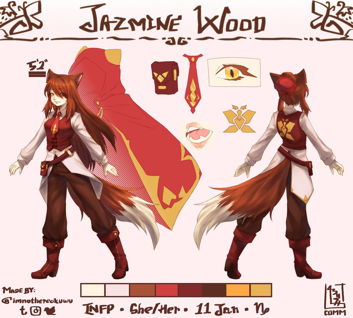 LilRedDraws's tweet photo. Meet my sona Jazmine! She's a lil red riding hood fox girl who loves animals and likes to act silly🍓
Ref made by: @imnothereokuwu https://t.co/noUuCSzHG4