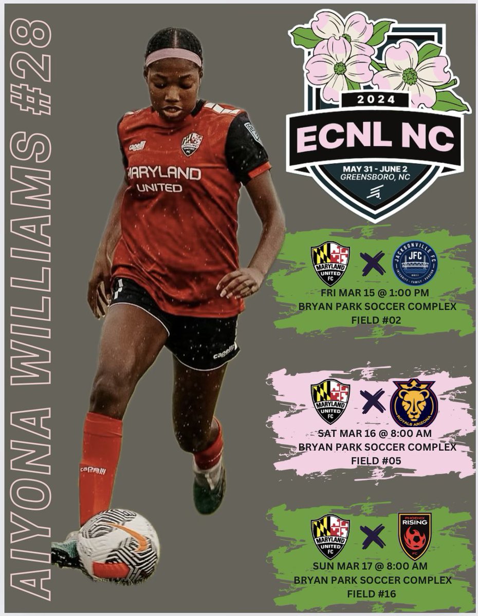 So excited for #ECNLNC this weekend! Unfortunately I will be missing Friday’s game but I’m ready for the rest of the weekend!

<a href="/ECNLgirls/">ECNL Girls</a>
<a href="/ImYouthSoccer/">ECNL/GA/Recruiting/College Soccer</a>
<a href="/TheECNL/">The ECNL</a>
<a href="/PrepSoccer/">Prep Soccer ⚽️</a>
<a href="/teamgiveandgo/">Team Give & Go</a> 
<a href="/TopPreps/">College Coach / College Scout / College Recruiter</a>
<a href="/TopDrawerSoccer/">TopDrawerSoccer</a> 
@SoccerMomInt <a href="/ImYouthSoccer/">ECNL/GA/Recruiting/College Soccer</a>
<a href="/ImCollegeSoccer/">College Soccer Truth ™</a>
<a href="/TheSoccerWire/">SoccerWire</a>