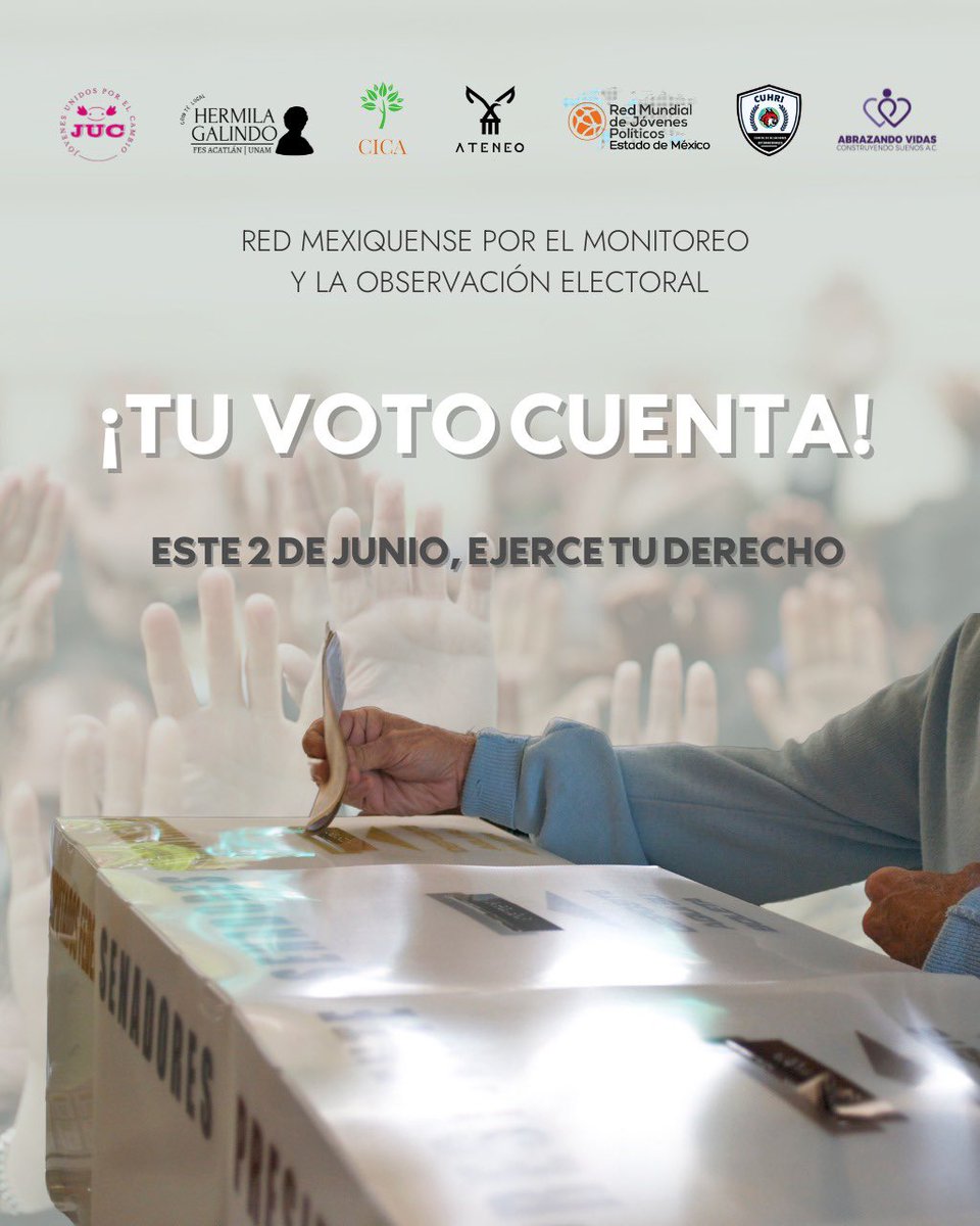 La Red Mexiquense de Monitoreo y la Observación Electoral te invita a participar en las elecciones más importantes e históricas de nuestro país. 🇲🇽  

La cita es ÉSTE DOMINGO.