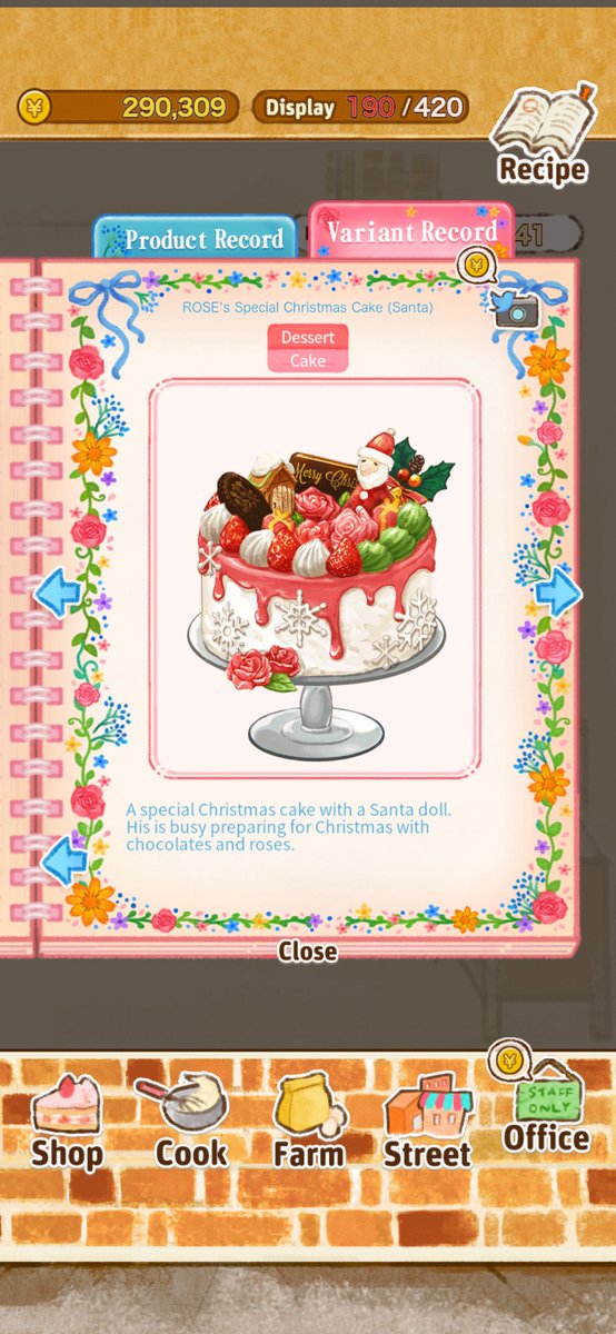 【ROSE's Special Christmas Cake (Santa)】
A special Christmas cake with a Santa doll.
His is busy preparing for Christmas with chocolates and roses.
suk9.com/r/candymaker2/…
#CandyMaker2 #洋菓子店ローズ #お菓子作り2 #Cybergate