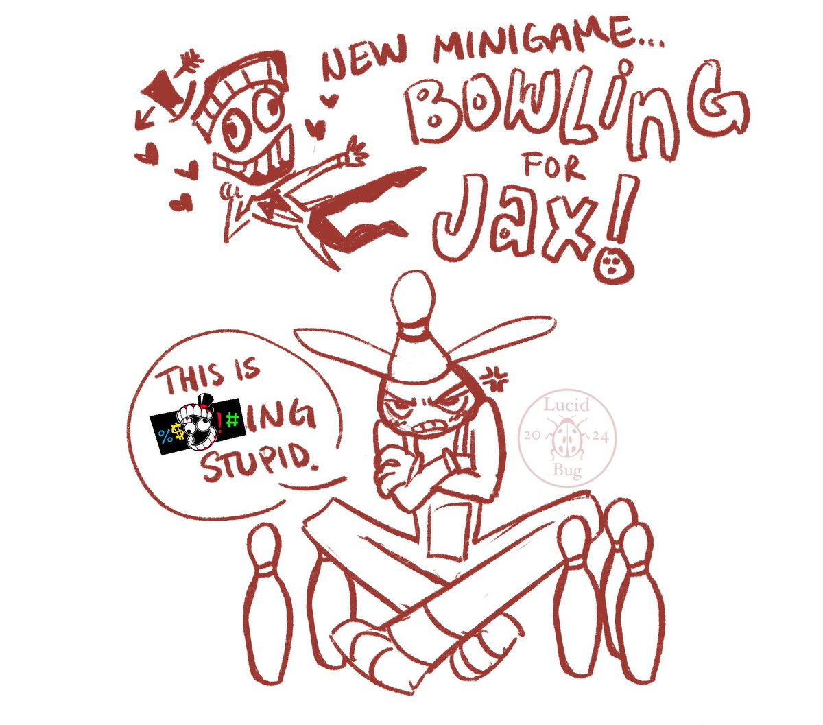 lucid_bug's tweet image. Made a silly thing based on a discord chat where we talked about Jax being a bowling pin… I don’t even know 

#theamazingdigitalcircus