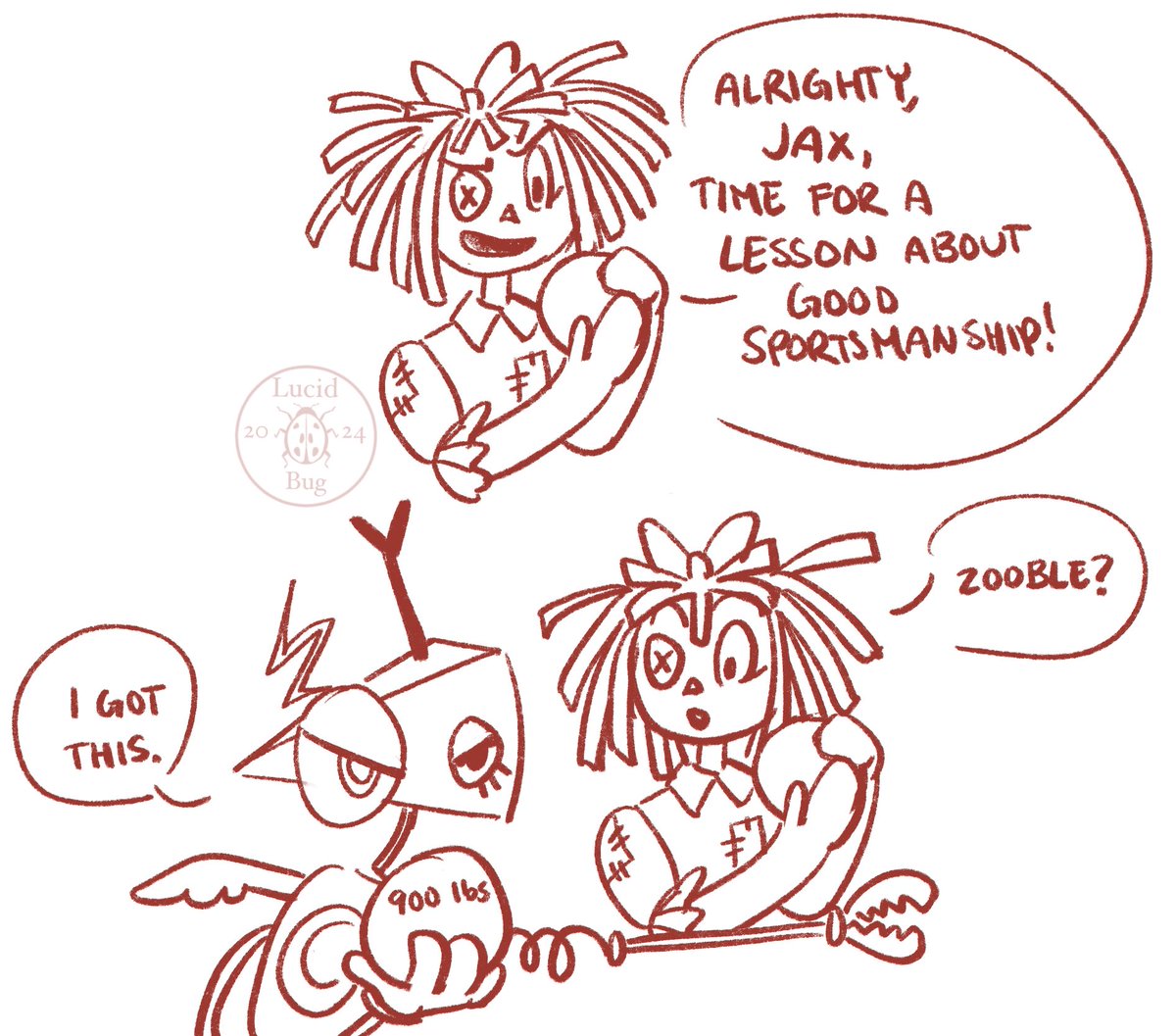 lucid_bug's tweet image. Made a silly thing based on a discord chat where we talked about Jax being a bowling pin… I don’t even know 

#theamazingdigitalcircus