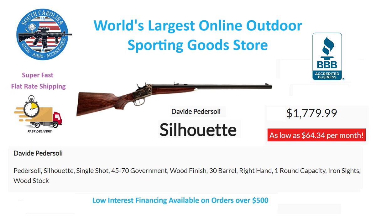 ammojo.com/shooting-sport…

Pedersoli, Silhouette, Single Shot, 45-70 Government, Wood Finish, 30 Barrel, Right Hand, 1 Round Capacity, Iron Sights, Wood Stock

#illegal #catturd #RFKJr #PresidentTrump #Karma #hellno #hellyes #KarenRead #MichaelCohen #AshleyBiden #BOOM #DeSantis2028