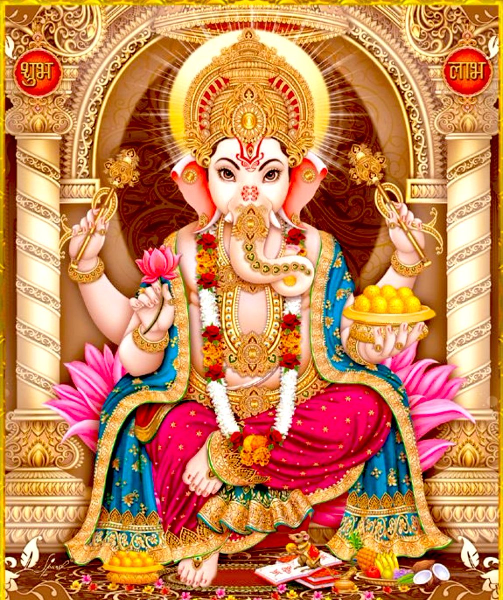 BEST GANESH PICTURE for home: 
1)Always ensure that the trunk of shri Ganesha faces towards his left side(our right). This ensures peace and prosperity. 
2)Ensure that the Ganesha ji is holding laddoos in his hand and his trunk is closer to the laddoos. Good for growth and