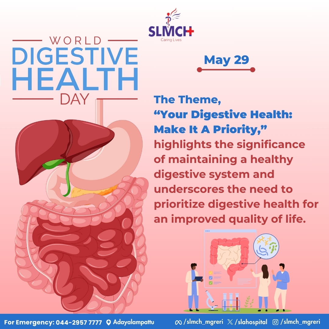 World Digestive Health Day.
Check out our blog for more information:
blog.slmch.ac.in/2024/05/28/wor…

#SLMCH #srilalithambigai #DRMGR #MGRERI #medicalcollege #hospital #slmchcaringlives #worlddigestivehealth #digestion #gastroenterology #generalsurgery