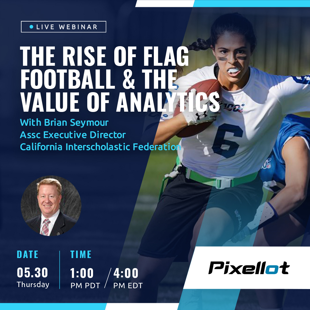 Flag Football has exploded across the country. Brian Seymour (@CIFState) joins @VidSwapcom for their webinar on 5/30 at 1pm PDT/4pm EDT to discuss how coaching analytics are vital to support the growth of this fresh high school sport! Sign up today ➡️ pixellot.zoom.us/webinar/regist…