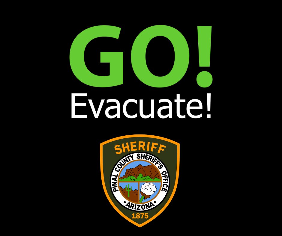 Residents of the Riverside neighborhood outside of Kearny  have been placed on 'GO-EVACUATE' status. Danger in your area is imminent and life threatening. Residents should evacuate immediately. #SimmonsFire