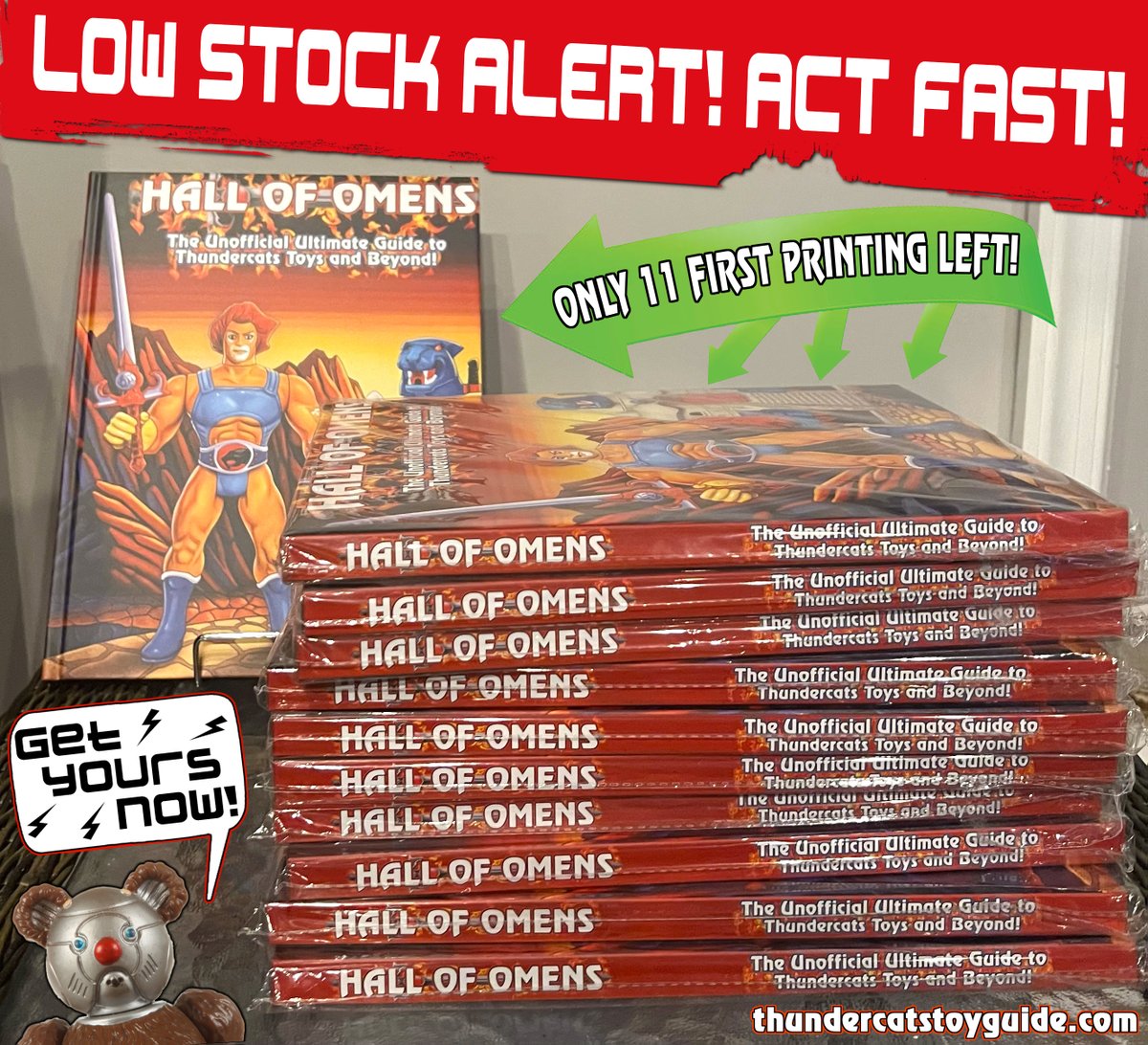 ThundercatsToys's tweet photo. Only 11 First Printings Left! Low Stock Alert! Act fast to grab one of the last remaining copies of the #firstprinting of "Hall of Omens"! Once these 11 are sold only the second printing will B available. Don't miss out order now: https://t.co/GBND96J0S7
#thundercats #alert https://t.co/ZlTSYrydB3