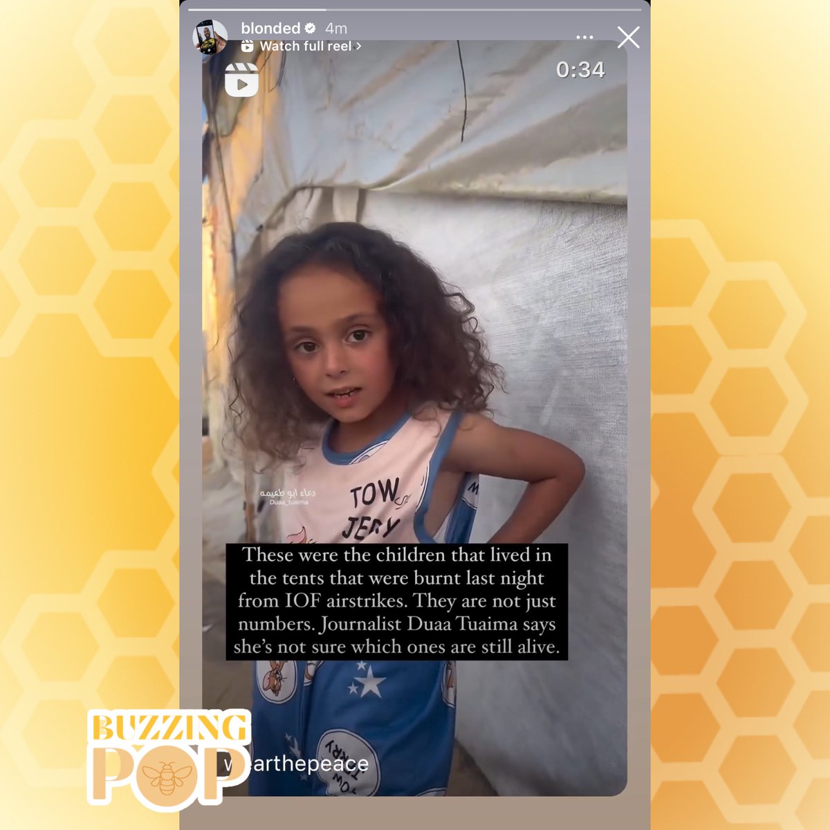 BuzzingPop's tweet image. Frank Ocean sheds light on the Gaza genocide with latest Instagram story repost.