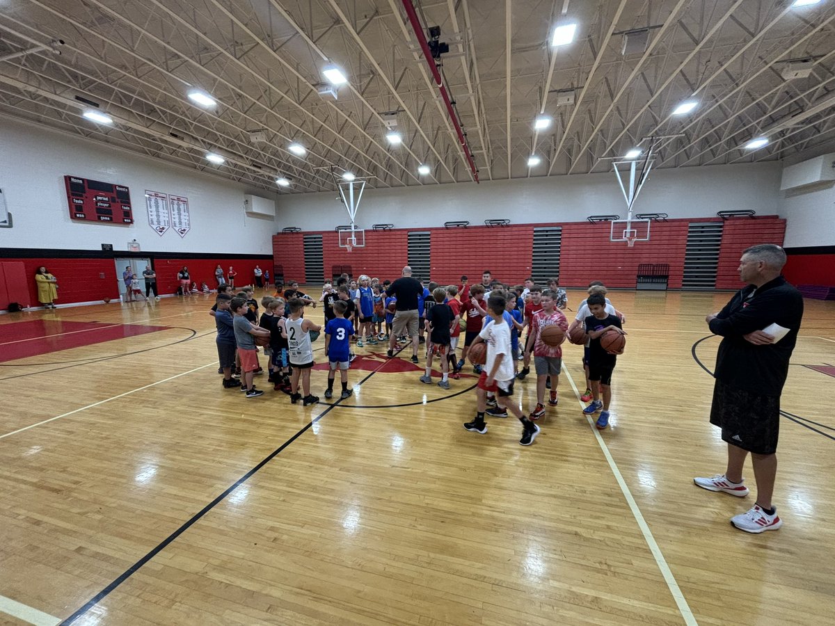 Great first day of kids camp! We had over 100 kids from 3rd-8th grade with us in the gym today! Cannot wait to work with these guys all week! 
<a href="/Edgewood_Stangs/">Edgewood Mustangs</a> <a href="/RBBSchools/">RBB Edgewood Schools</a>