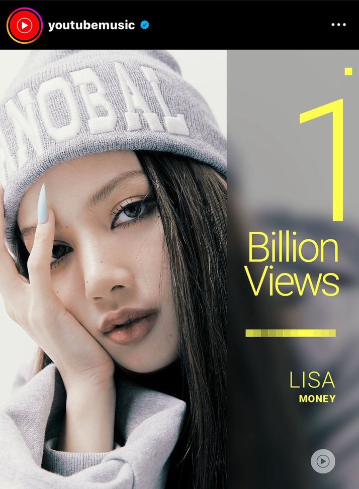 YouTubeMusic IG update: “💸 money make it rain bc #LISA’s “MONEY” just crossed into the #BillionViewsClub 💸” #LISA #LALISA #MONEY #BillionViewsClub @wearelloud