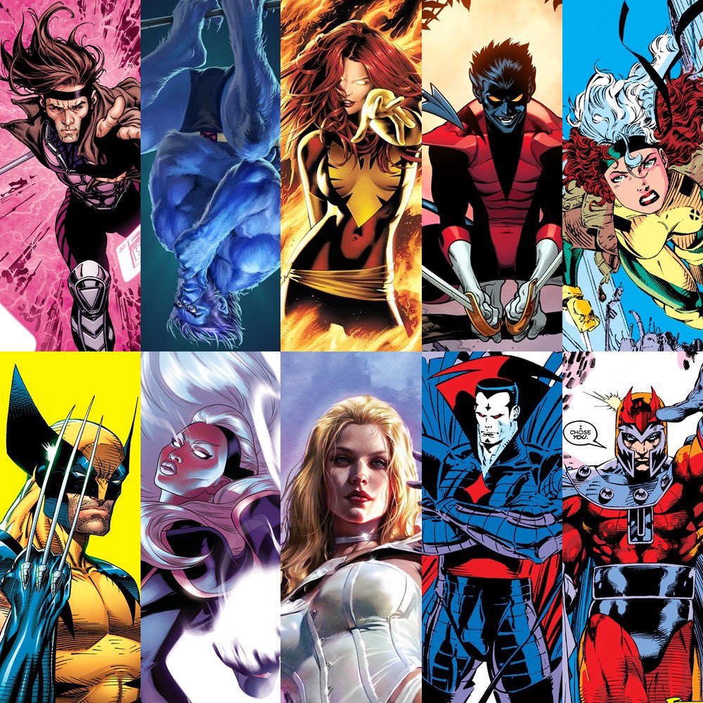 1. Gambit
2. Beast
3. Jean Grey / Phoenix
4. Nightcrawler
5. Rogue
6. Wolverine
7. Storm
8. Emma Frost
9. Mr. Sinister
10. Magneto