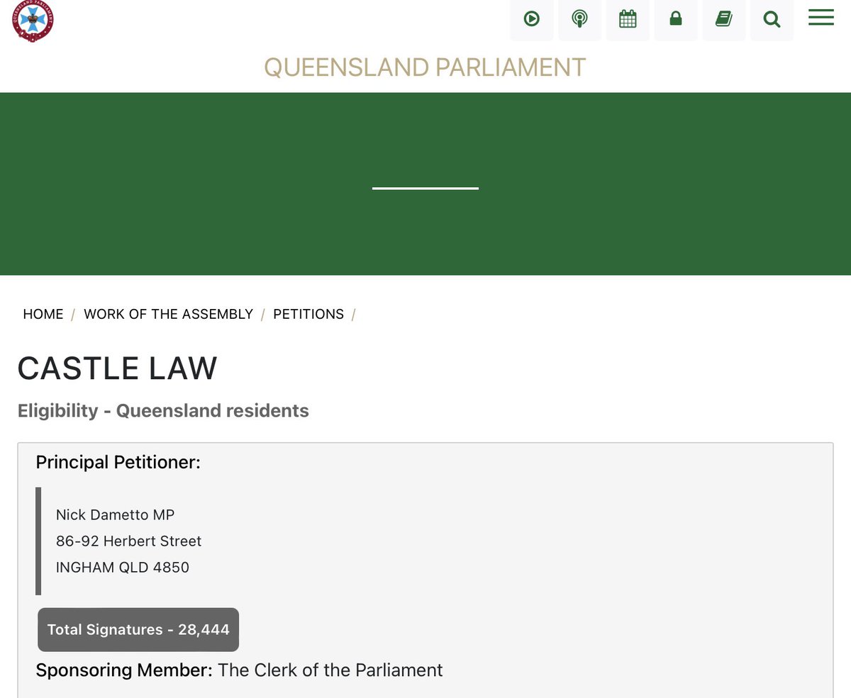 E- Petition - Castle Law (or the Castle Doctrine) is a principle grounded in the right to self-defence. Castle Law in Queensland would give victims the right to use whatever force necessary to protect themselves if faced with an intruder(s). parliament.qld.gov.au/Work-of-the-As…).