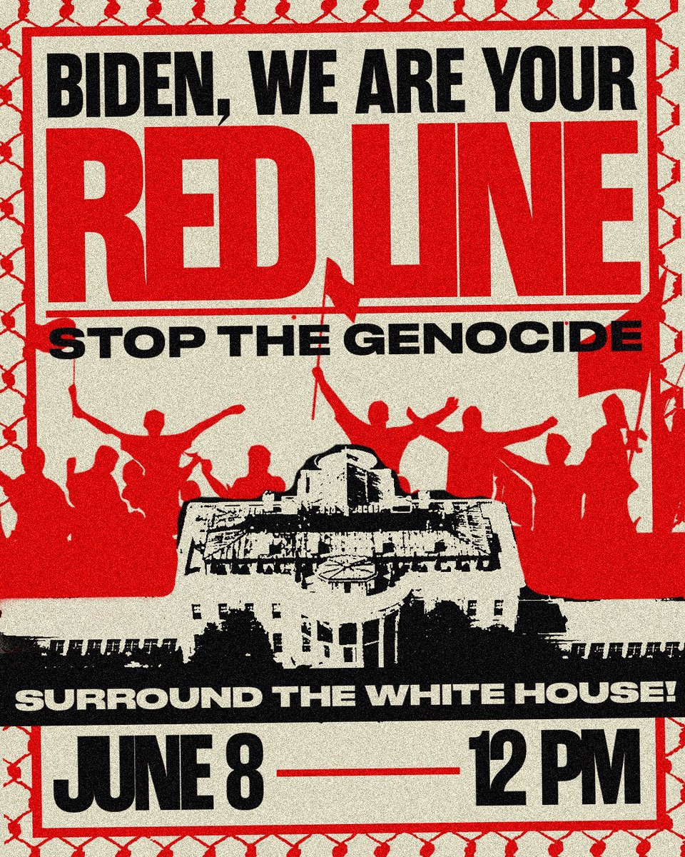On June 8, thousands of people in the United States will wear red and circle the White House at Noon. They will build the People's Red Line against the Genocide. If you can, join them.