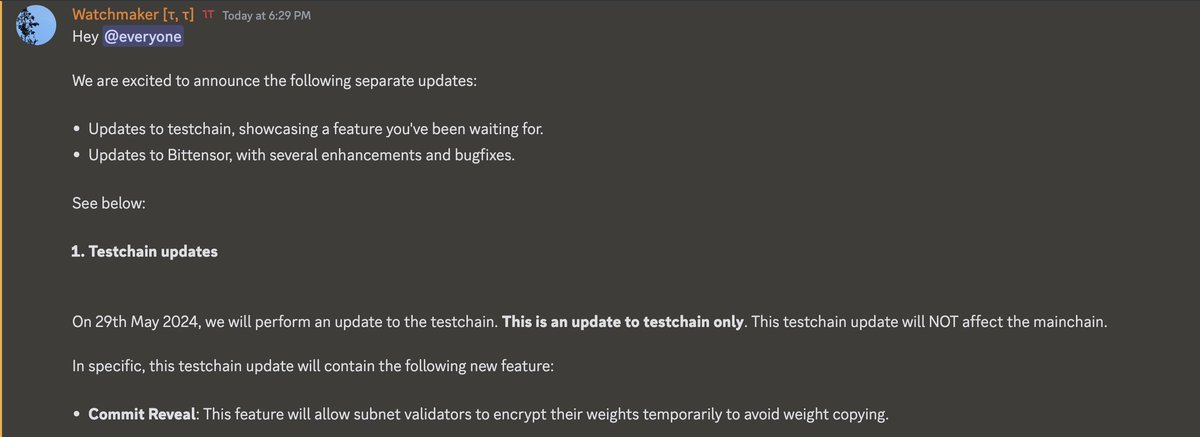 The team at @opentensor just dropped commit-reveal on Bittensor's test chain. In other words, anti weight-copying has arrived! 👽 $TAO
docs.bittensor.com/testchain-rel-…