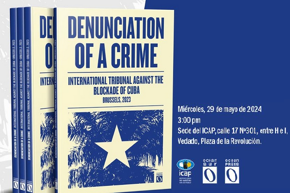 #Hoy presentación del libro 'Denuncia de un Crimen. Memorias del Tribunal Internacional contra el Bloqueo a #Cuba. Bruselas, 2023.' Un testimonio valioso que nos invita a conocer las consecuencias del injusto bloqueo impuesto a 🇨🇺. #SolidaridadConCuba #MejorSinBloqueo