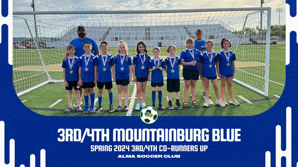 AlmaSoccerClub's tweet photo. Spring 2024
3rd/4th Grade Division
Co-Runners Up
3/4-Mountainburg Blue

Congratulations on a great season! https://t.co/l2CkVLDHk6