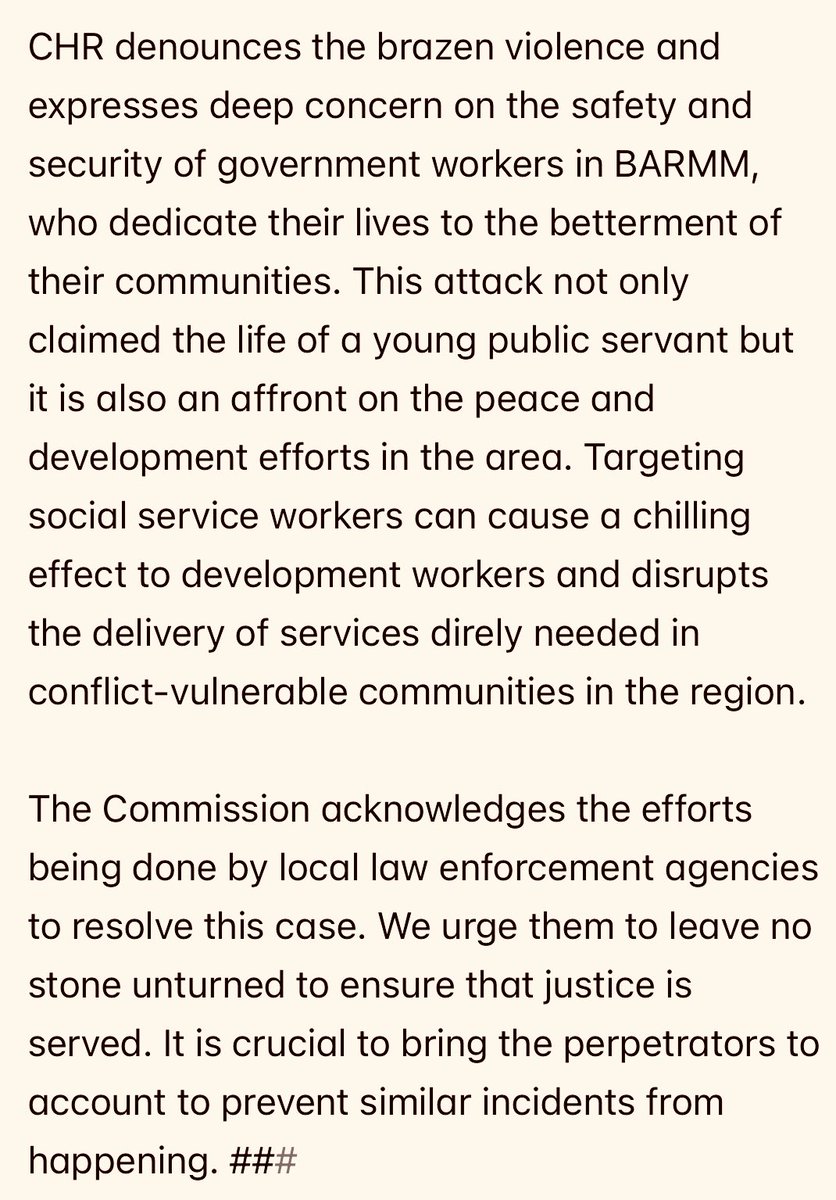 BASAHIN: Iniimbestigahan na ng Commission on Human Rights ang pag-ambush sa provincial official ng Ministry of Social Services and Development sa Bangsamoro Autonomous Region in Muslim Mindanao (BARMM). | via @robertmano47