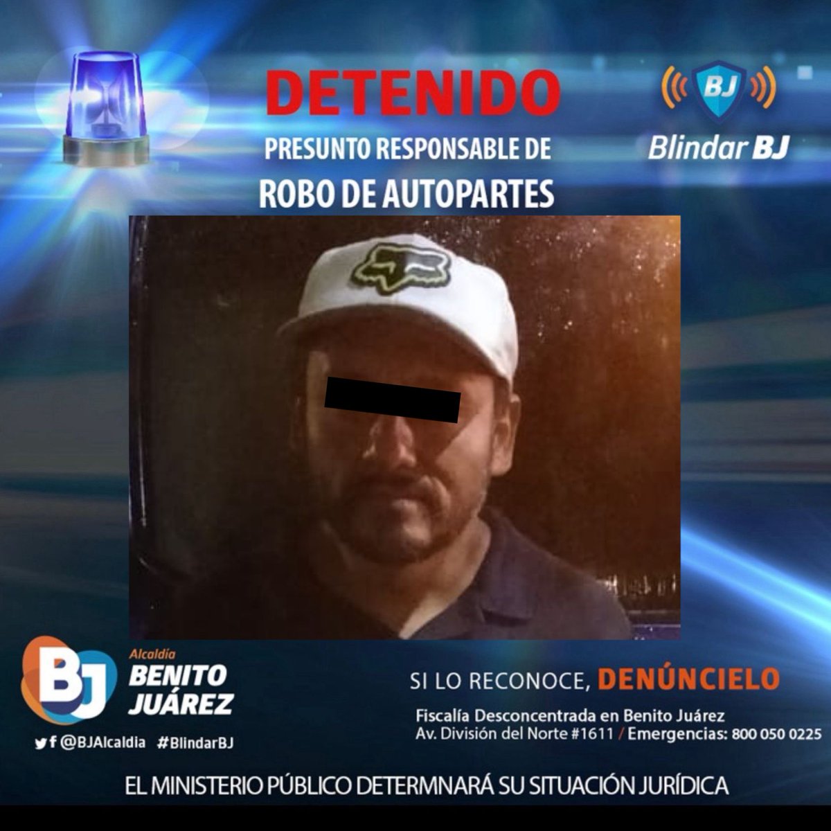 🚨El Equipo de Proximidad #BlindarBJ detuvo a un sujeto por robo de autopartes en Navarra, Álamos. 🚔