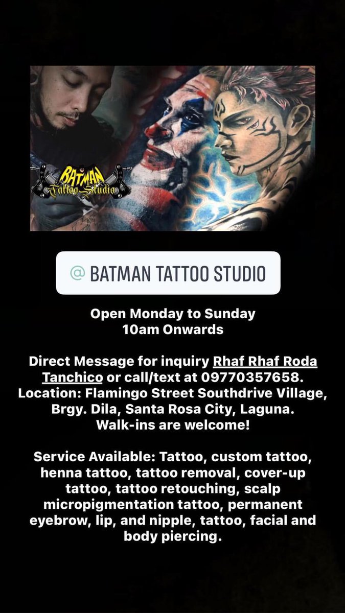 bye4now1234's tweet photo. @batmantattoo Direct Message for inquiry. https://t.co/vRycdpvZS4