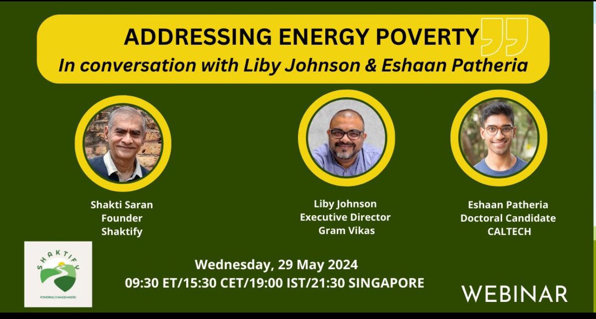GramVikasIN's tweet photo. Hear Liby Johnson, Executive Director, Gram Vikas &amp; Eshaan Patheria, PhD. candidate at Caltech and @sbi_yfi fellow discuss a successful example of making energy access affordable and accessible to remote rural communities in Odisha. Register here https://t.co/8t4ljRCrnn https://t.co/yDAre0oUI3
