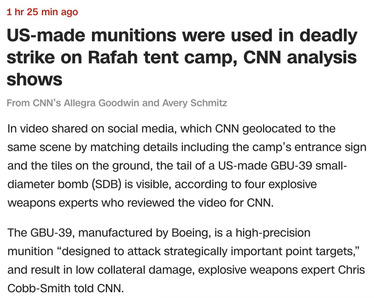 The bomb used by Israel in the tent city attack in Rafah was made by Boeing: